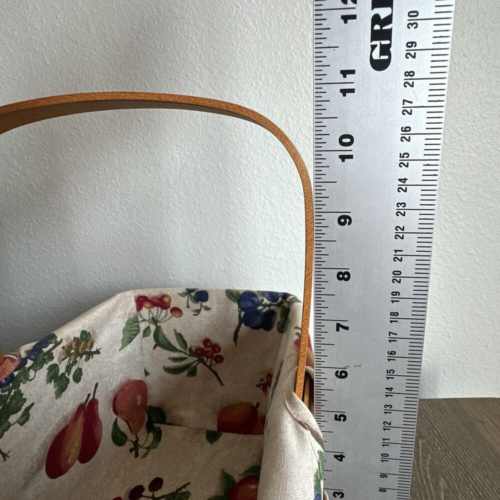 Longaberger Small Fruit Basket Handwoven Wood Fruit Print Liner Farmhouse - Picture 5 of 9